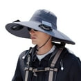 thumbnail image 1 of Bxaolu Outdoor Wide Brim Sun Hat with 2 Solar Fan, Sun Bucket Hat for Men Women, Summer Bucket Fishing Hat, Beach Cap UPF 50+, Dark Gray, 1 of 9