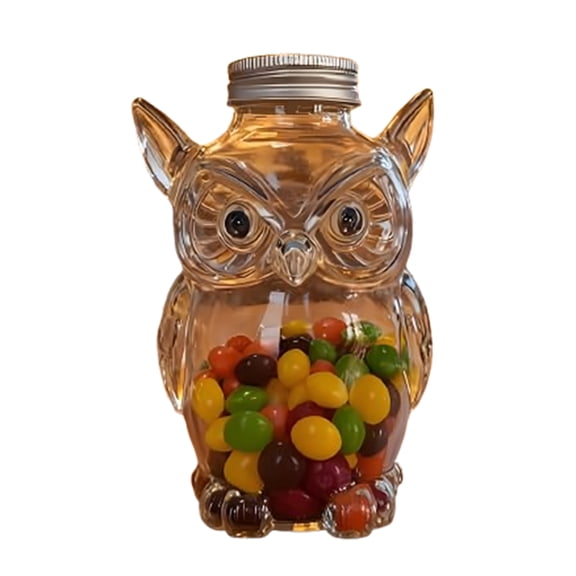 Bxaolu Owl Shaped Candy Jar, Cute Airtight Snack Container for Cookies, Candy, Pet Treat Jar, Small Glass Cookie Jar with Lid, Clear Food Storage for Kitchen, Pet Lovers Gift