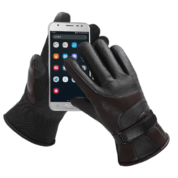 Bxaolu PU Leather Gloves for Men, Winter Warm Touchscreen Gloves with Fleece&nbsp;Lining, Black Driving Motorcycle Gloves for &nbsp;For Cold Weather