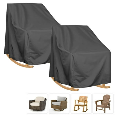 Bxaolu Patio Outdoor Chair Covers 2 Pack, Outdoor Furniture Covers Waterproof Adapter for Lawn Lounge Seat, Wicker, Swivel, Rocking Chairs, 27.5"W x 32.68"D x 39"H inch, Black