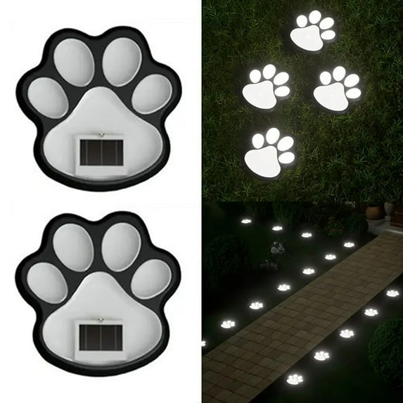 Bxaolu Paw Print Solar Lights - 1Pack Dog Animal Lights Waterproof, Paw Print Solar Lighting Outdoor Garden, Pet Lover’s Garden Path Lighting, Walkway Lighting for Yard (Cool White)