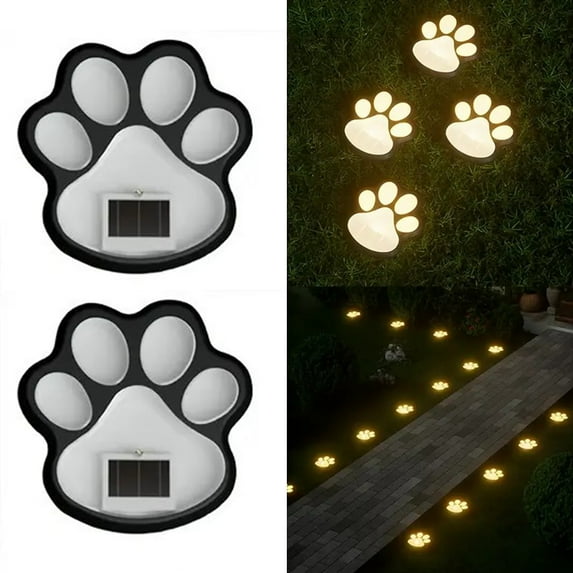 Bxaolu Paw Print Solar Lights - 1Pack Dog Animal Lights Waterproof, Paw Print Solar Lighting Outdoor Garden, Pet Lover’s Garden Path Lighting, Walkway Lighting for Yard (Warm White)