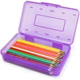 thumbnail image 1 of Bxaolu Pencil Box, Large Capacity Clear Plastic Pencil Case with Snap-tight Lid, Hard Shell Office Supply Organizer, Stackable Crayon Box for Pens, Markers & Art Supplies(1 Pack), 1 of 7