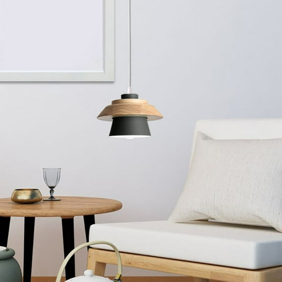 Bxaolu Pendant Lights for Kitchen Island, Small Modern Industrial Chandeliers with Wood Metal Shade, Mini 51 inch Hanging Lighting Fixtures for Bedroom, Bar, Dining Room (Cool Light)