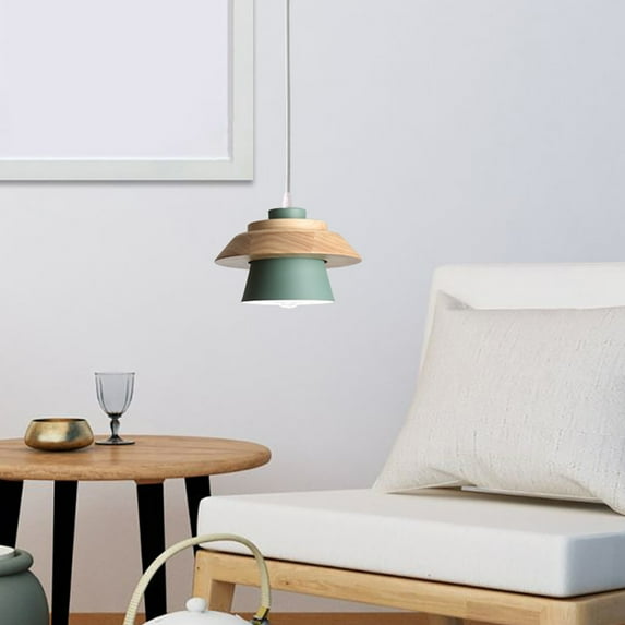 Bxaolu Pendant Lights for Kitchen Island, Small Modern Industrial Chandeliers with Wood Metal Shade, Mini 51 inch Hanging Lighting Fixtures for Bedroom, Bar, Dining Room (Cool Light)