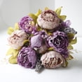 thumbnail image 1 of Bxaolu Peonies Artificial Flowers, 1 Packs Faux Peony Flowers Real Touch Fake Silk Bouquet for Arrangements Dining Table Centerpieces for Kitchen Bridal Wedding Party (1, Purple), 1 of 6