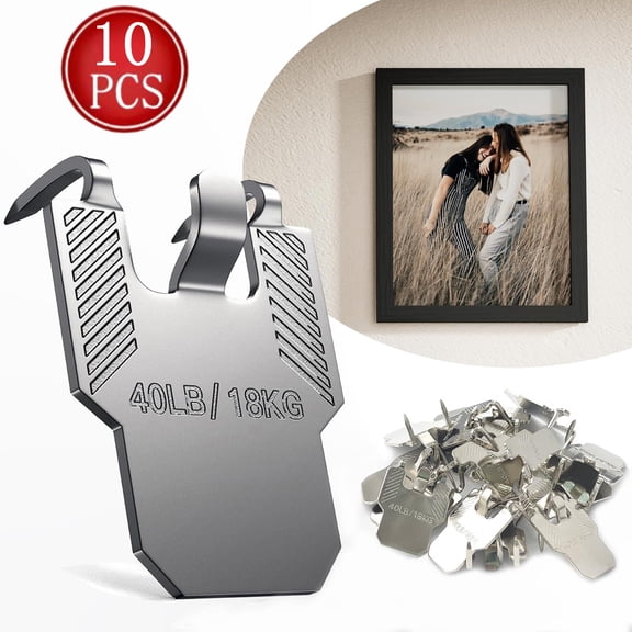 Bxaolu Picture Hangers Claw Hooks for Drywall:10Pcs Wall Picture Frame Hanging Hooks - No Damage Heavy Duty Art Picture Mirror Photo Poster Painting Hanger Hardware Kit for Room Office Decor
