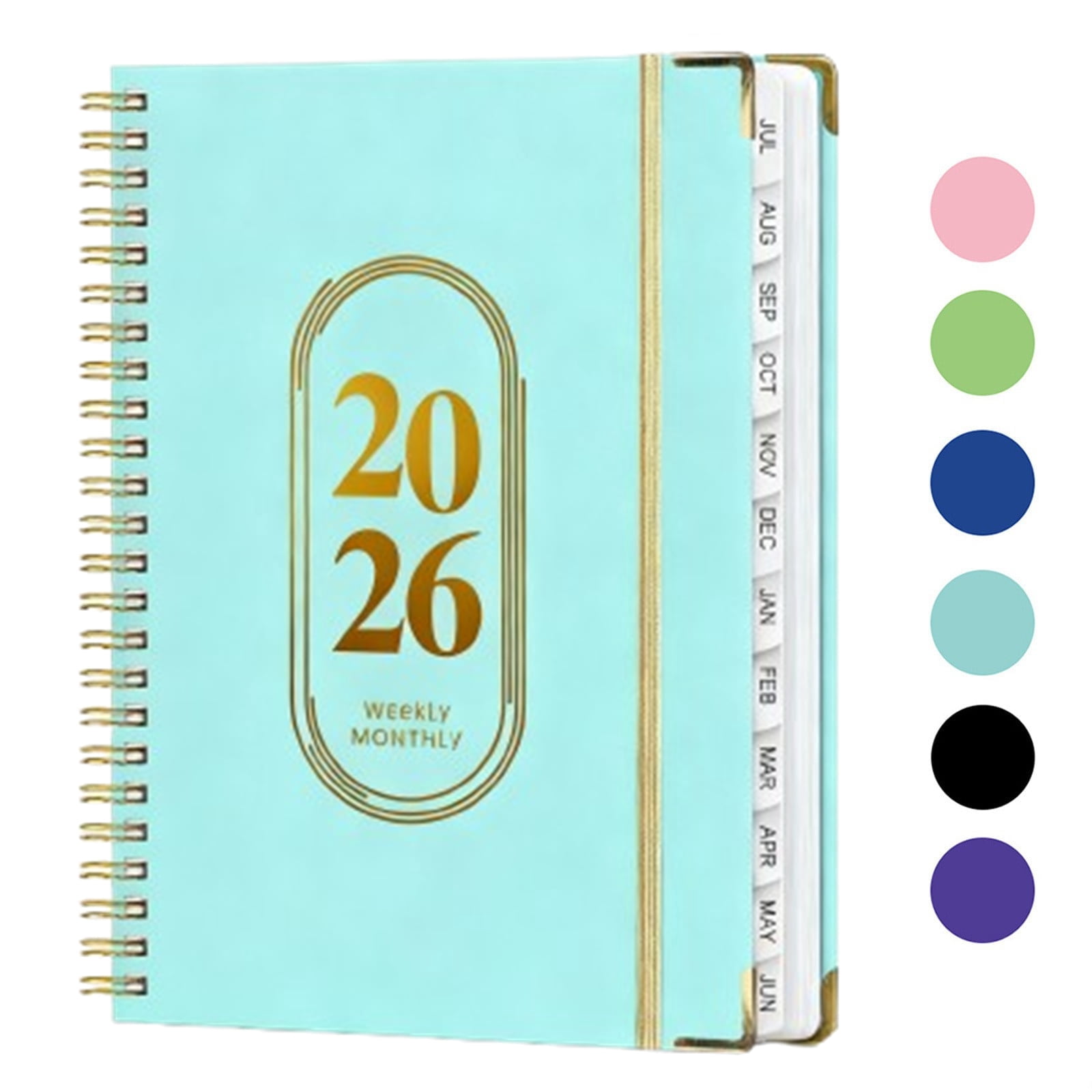 Bxaolu Planner 2026, Weekly and Monthly Calendar Planner Book with Tabs, Spiral Schedule Agenda A5 Notebook for Office, Work(Light Blue)