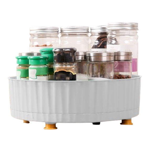 Bxaolu Plastic 10-Inch Round Lazy Susan Organizer for Kitchen Pantry Storage - Turntable Spice Organizers and Storage for Cabinet, Refrigerator, Table Top, Countertop, Bathroom(1Pack, White)