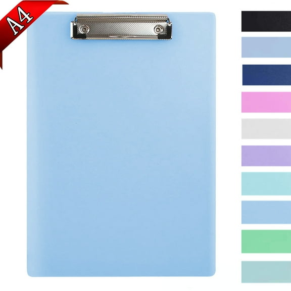 Bxaolu Plastic Clipboards, A4 Clip Board 8.5x11 for Home Office, Size 9" x 12.5" with Low Profile Clip, Office Supply, Light Blue