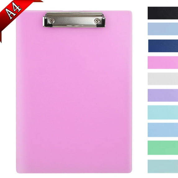Bxaolu Plastic Clipboards, A4 Clip Board 8.5x11 for Home Office, Size 9" x 12.5" with Low Profile Clip, Office Supply, Pink