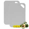 thumbnail image 1 of Bxaolu Plastic Cutting Board Set, 2-Pack Small Chopping Boards for Kitchen, Dishwasher Safe, Double-Side Boards Pads for Meat Vegetable Fruit, Non-Slip, Space Saving, Gray, 1 of 7