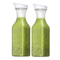 thumbnail image 1 of Bxaolu Plastic Juice Carafe with Lids (Set of 2) 34 oz Carafes for Mimosa Bar, Drink Pitcher with Lid, Water Bottle, Milk Container, Clear Beverage Containers for Fridge, Pantry Storage, 1 of 8
