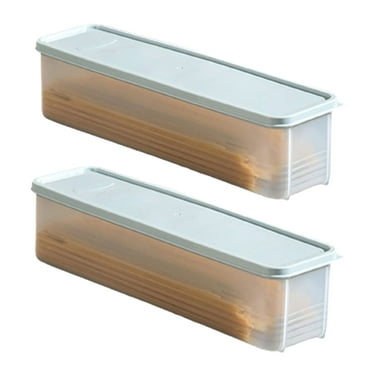 Bxaolu 2Pack Pasta Storage Container Kitchen Spaghetti Food Storage Box - Noodle Canister With Lid for Spaghetti, Noodles, Pasta, Eggs, Fruits Snacks (White)