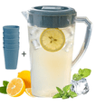 thumbnail image 1 of Bxaolu Plastic Pitcher with Lid and 5 Tumblers Set, 74oz Plastic Water Pitcher with Lid, BPA-Free Fridge Jug, Large Drink Water Carafe for Milk, Juice, Ice Tea, Sangria, Lemonade. Blue, 1 of 8