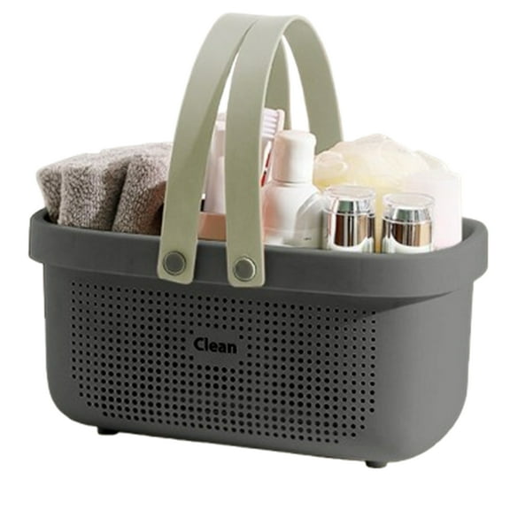 Bxaolu Plastic Storage Basket with Handle Portable Shower Caddy Tote Organizer Basket Bin for Bathroom Kitchen Dorm Room Bedroom, Gray