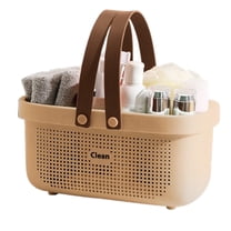 Bxaolu Plastic Storage Basket with Handle Portable Shower Caddy Tote Organizer Basket Bin for Bathroom Kitchen Dorm Room Bedroom, Pink