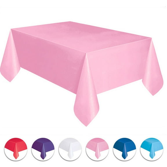 Bxaolu Plastic Table Cloth Rectangle Table Protector 1 Pack, 6×4.5ft Tablecloth, Pink, Table Cloth for Disposable Use, Table Cover for Holiday Party, Gathering