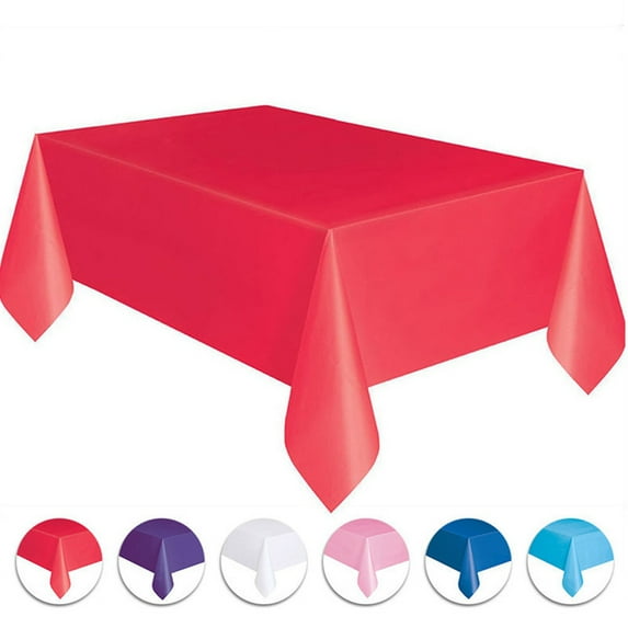 Bxaolu Plastic Table Cloth Rectangle Table Protector 1 Pack, 6×4.5ft Tablecloth, Red, Table Cloth for Disposable Use, Table Cover for Holiday Party, Gathering