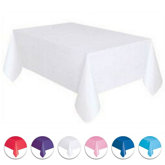 Bxaolu Plastic Table Cloth Rectangle Table Protector 1 Pack, 6×4.5ft Tablecloth, White, Table Cloth for Disposable Use, Table Cover for Holiday Party, Gathering