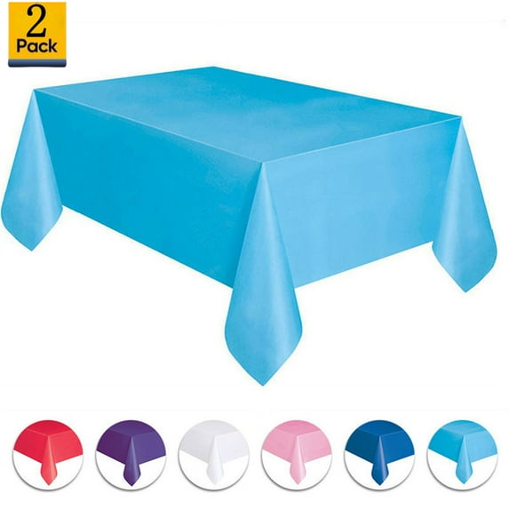 Bxaolu Plastic Table Cloth Rectangle Table Protector 2 Pack, 6×4.5ft Tablecloth, Sky Blue, Table Cloth for Disposable Use, Table Cover for Holiday Party, Gathering