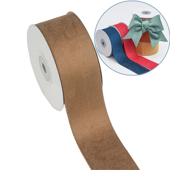 Bxaolu Polyester Velvet Ribbon, 1.6 Inch,14.75Ft Ribbon Spool Christmas Decorations, Use for Choker, Gift Wrapping, Floral Bouquets, Boutonnieres, Khaki