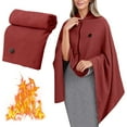 thumbnail image 1 of Bxaolu Portable Heated Blanket Wrap Shawl for Women USB Electric Heated Wrap Poncho Blanket with 5000mAh Power, Winter Warm Shawl Heating Scarf with Fast Heated Tech, Wine Red, 1 of 9
