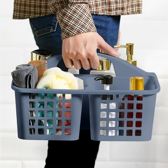 Bxaolu Portable Shower Caddy Basket Plastic Cleaning Caddy Organizer Storage Tote with Handle Compartments Basket for Bathroom, College, Dorm Room Essentials, Blue