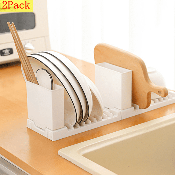 Bxaolu Pot Lid Holder, Lid and Spoon Rest Holder for Kitchen Counter, Foldable Pan Lid Organizer Stand with Nonslip Pads, Multifunctional Utensils Pan Pot Cover Lid Rack Shelf, ,2Pack, White