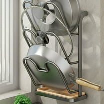 Bxaolu Pot Rack Wall Mounted, 3 Tier Pots and Pans Organizer with Drain Tray, Heavy Duty Steel Pot and Pan Hanger for Kitchen Cookware Utensils Storage