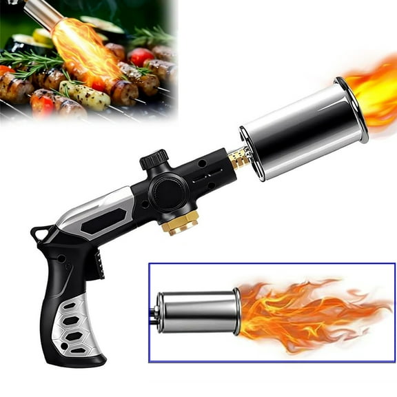 Bxaolu Powerful Propane Torch with Adjustable Flame, Torch Lighter Safety Lock for Grilling, Searing Steak, BBQ - Safe for Home Chefs (Tank Not Included)