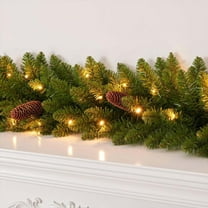 Bxaolu Pre-Lit Artificial Christmas Garland, Green, Decorated with Pinecones, Led Lights, Battery Operated, Christmas Collection, 5.9Feet