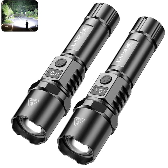 Bxaolu Rechargeable Flashlights Super Bright, High Powered LED Flashlight USB C, High Beam 1000M Long Lasting Powerful Heavy Duty Strong Flash Light For Security Hiking
