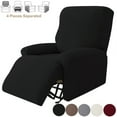 thumbnail image 1 of Bxaolu Recliner Chair Covers, Stretch Reclining Cover, Recliner Sofa Slipcovers Stripe Jacquard Recliner Couch Covers Furniture Chair Protector Covers for Pets (1 Seater, Black), 1 of 9