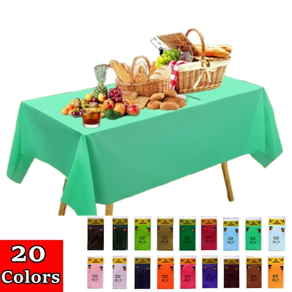 Bxaolu Rectangle Table Cloth, Waterproof Plastic Tablecloths for Rectangle Tables, Wipeable Disposable Plastic Table Cover for Dining, Camping, Indoor and Outdoor (72"x54", Light Green)