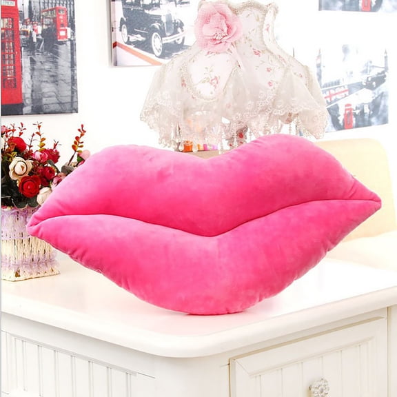 Bxaolu Red Lip Shape Throw Pillows Valentine's Day Gift Soft Velvet Decorative Reversible Pillow Cushion for Bed Couch Office 19.7 Inches