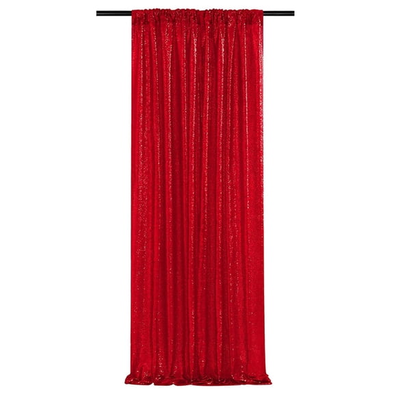 Bxaolu Red Sequin Backdrop Curtains 24" x 95" Glitter Party Backdrop Sparkly Fabric Curtain for Wedding Stage Background Decorations Christmas Party Decor, 1 Panel