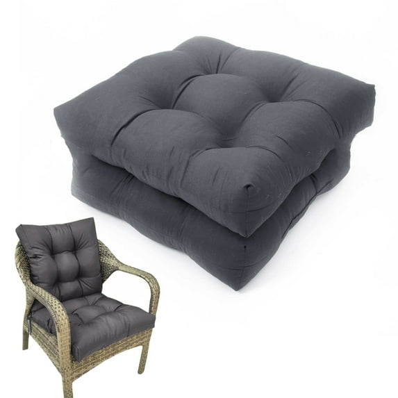 Bxaolu Rocking Chair Cushion, Water Resistant Thicken Durable Tufted Pads, Set of Seat & Back Cushion with Ties for Indoor Outdoor Rocker, 2 Piece, Gray