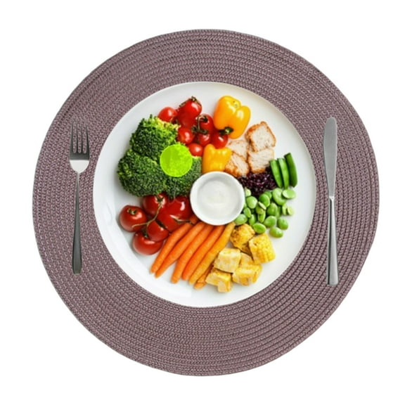 Bxaolu Round Braided Placemats 15 Inch Round Table Mats for Dining Tables Natural Woven Heat Resistant Place Mats Set of 2 (Red Brown,2)