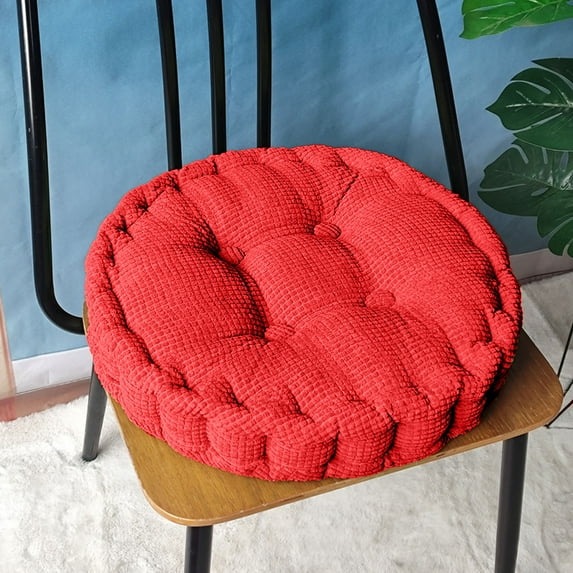 Bxaolu Round Floor Seat Pillows Cushions 15.75" x 15.75", Soft Thicken Yoga Meditation Cushion Tufted Corduroy Tatami Floor Pillow Reading Cushion Chair Pad Casual Seating for Adults, Red