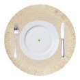 thumbnail image 1 of Bxaolu Round Placemats, Natural 15 Inch Boho Indoor Home Decor Table Mat, Hand Woven Placemat Perfect for Dining Table, Dinner Plates, Party, Beige, 1 of 7