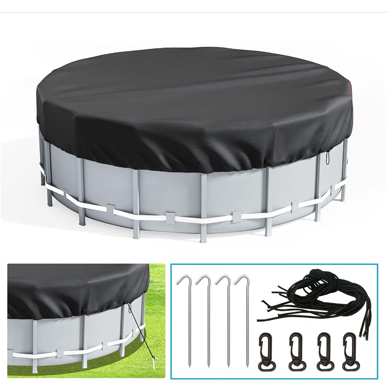Bxaolu Round Pool Cover, 615 Ft Swimming Pool Cover for above Ground Pools, Hot Tub Cover