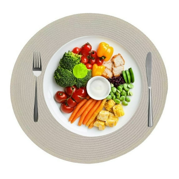 Bxaolu Round Woven Placemats Set of 6, Boho Rattan Place Mats, Natural Table Placemats, Farmhouse Weave Circle Table Mats, Rustic Braided Plates for Dining Table Décor, Cream