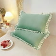thumbnail image 1 of Bxaolu Ruffle Pillow Cases Standard Size Set of 2, Ruffled Pillow Covers with Envelope Closure, Wrinkle Resistant Pillowcases 19" x 29", Ruffled Pillow Shams, Green, 1 of 6