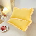 thumbnail image 1 of Bxaolu Ruffle Pillow Cases Standard Size Set of 2, Ruffled Pillow Covers with Envelope Closure, Wrinkle Resistant Pillowcases 19" x 29", Ruffled Pillow Shams, Yellow, 1 of 6