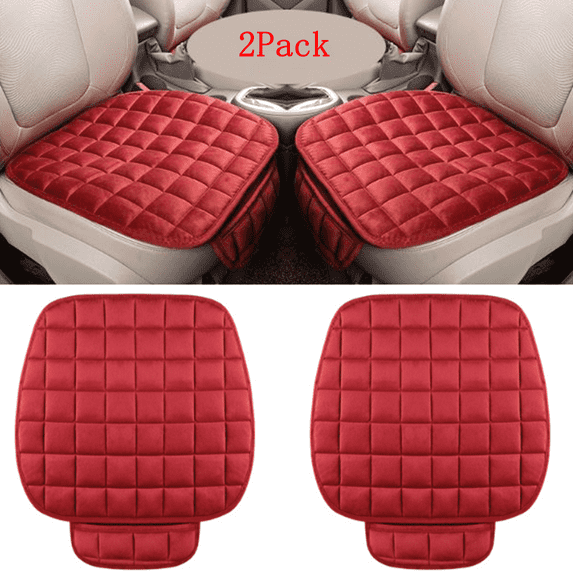 Bxaolu Seat Covers, 2 PCS Car Seat Protector Cushion Pad with Storage Pocket, Breathable Anti-Slip Auto Front Seat Cover for Vehicle and Office (Red, 18.9x20 Inch)