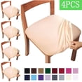 thumbnail image 1 of Bxaolu Seat Covers for Dining Room Chair Set of 4, Stretch Fit Removable Washable Chair Seat Cushion Protector Slipcovers, Beige, 1 of 9