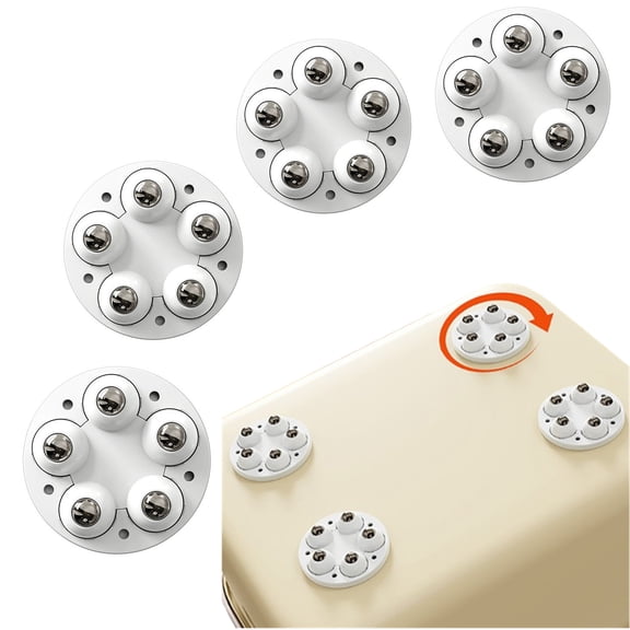 Bxaolu Self Adhesive Caster Wheels, Appliance Rollers for Kitchen Appliances, 360° Swivel Mini Universal Wheel Roller Casters for Trash Can, Storage Box, Small Furniture (White - 4 Pcs)