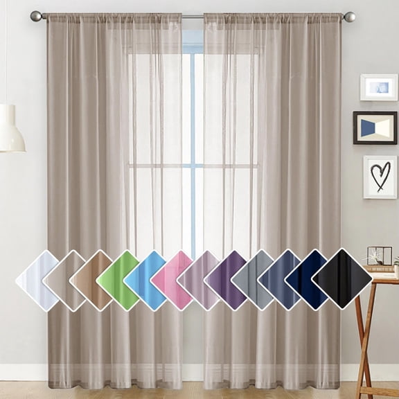 Bxaolu Semi Sheer Curtains 84 Inches Long, Light Filtering Drapes with Rod Pocket, Lightweight Window Treatments for Living Room Bedroom Decor, 52 X 84 Inch,1 Panel, Khaki