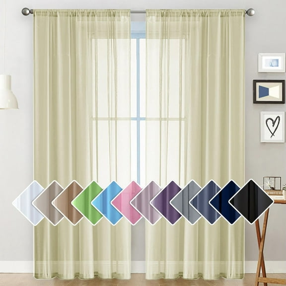 Bxaolu Semi Sheer Curtains 84 Inches Long, Light Filtering Drapes with Rod Pocket, Lightweight Window Treatments for Living Room Bedroom Decor, 52 X 84 Inch，1 Panel, Beige